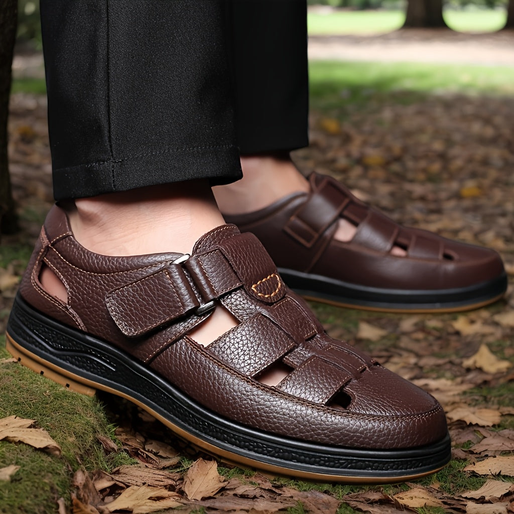 Sandales homme style classique – Cuir véritable et ouverture ventilée