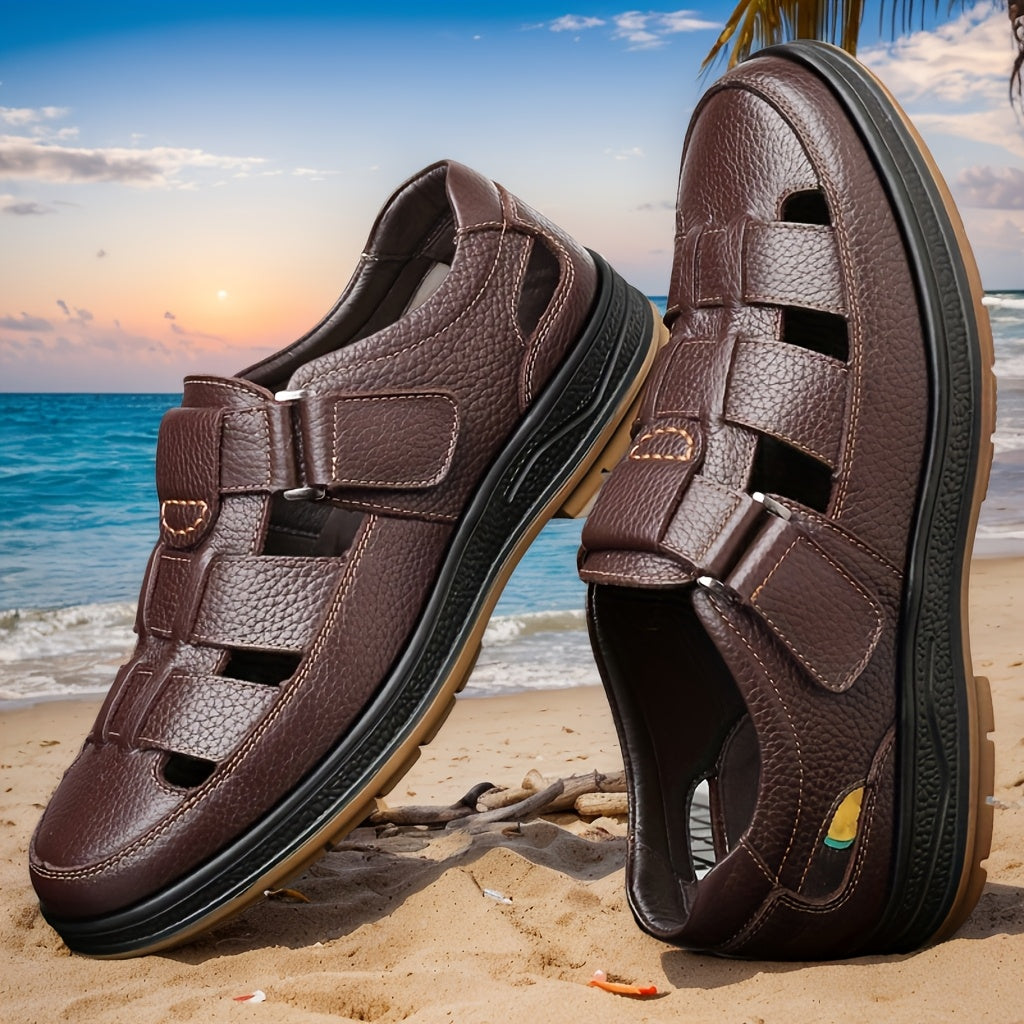 Sandales homme style classique – Cuir véritable et ouverture ventilée