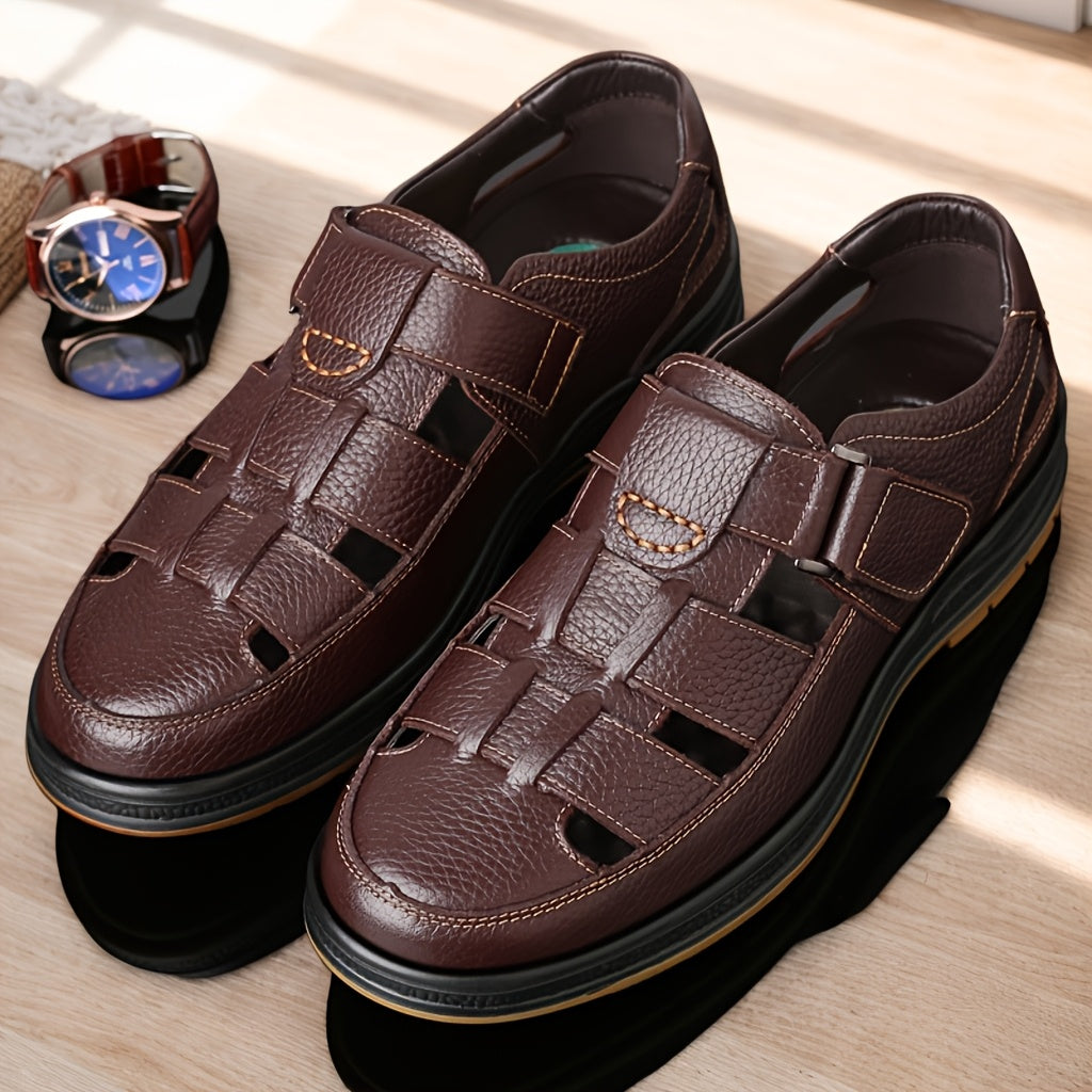 Sandales homme style classique – Cuir véritable et ouverture ventilée
