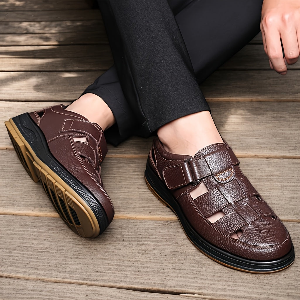 Sandales homme style classique – Cuir véritable et ouverture ventilée
