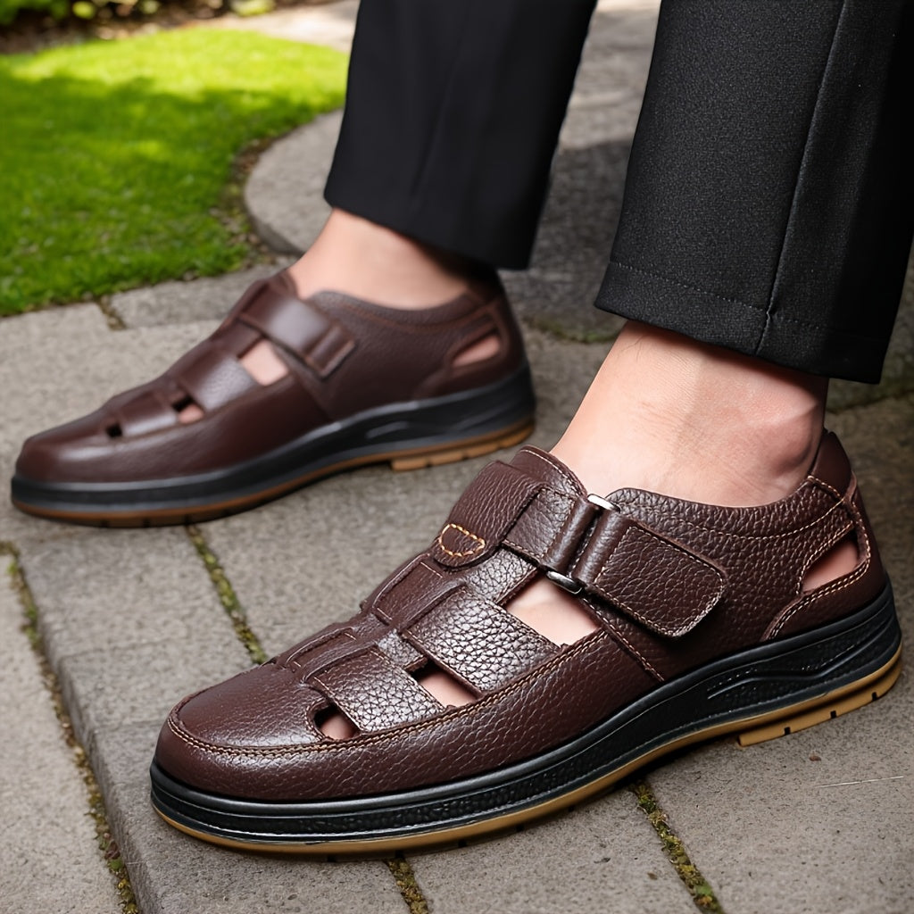 Sandales homme style classique – Cuir véritable et ouverture ventilée