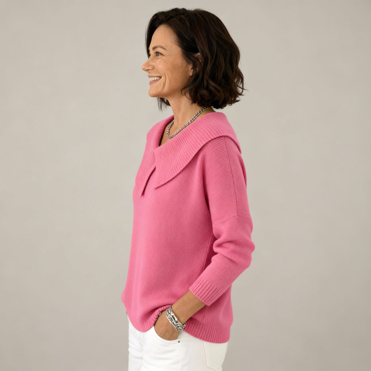 Pull d’Hiver Confortable et Stylé pour Femme – Col Marin Large en Tricot