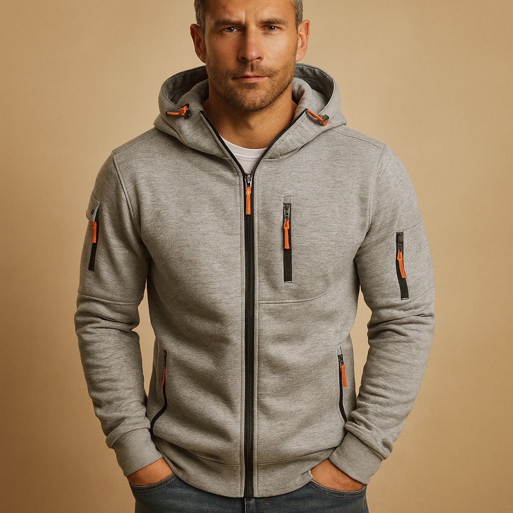 Men's zip-up hooded hoodie - Comfortable and warm