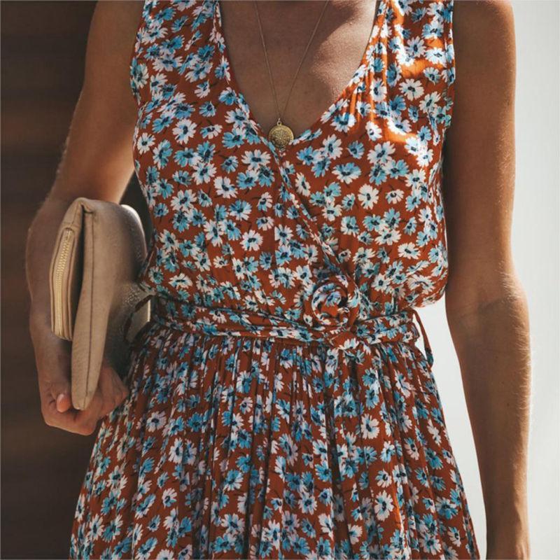 Vestido maxi Ibiza con flores, elegante para mujer