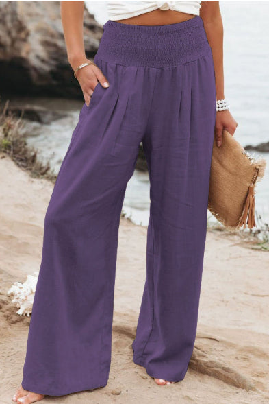 Pantalon élégant taille haute pour femme – Coupe décontractée et confortable avec taille élastique