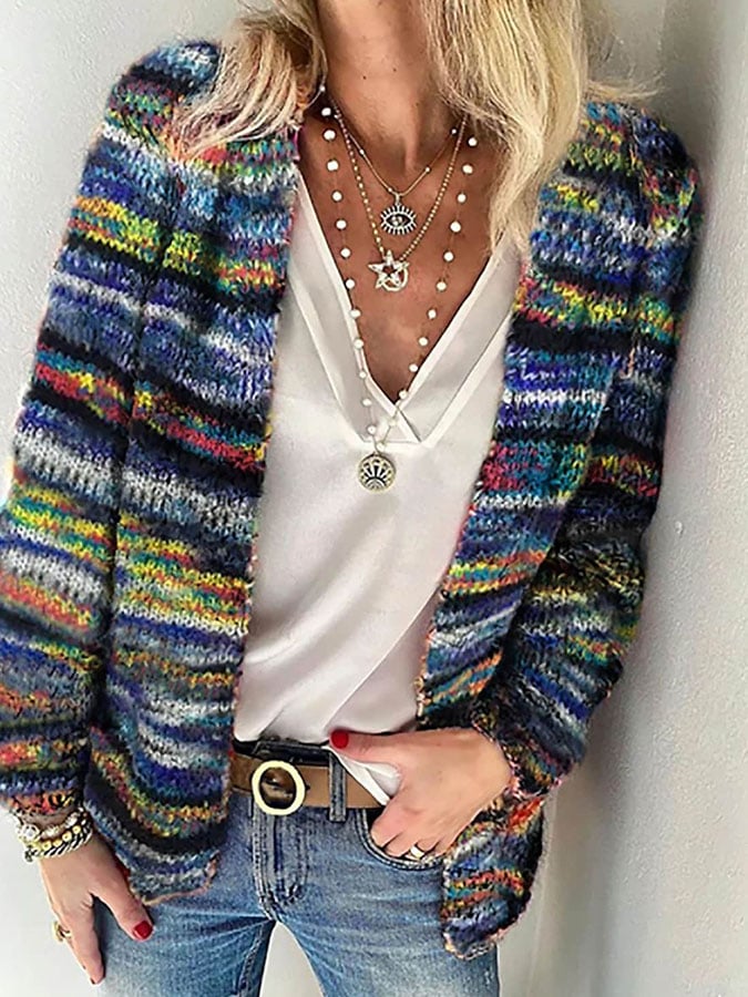 Cardigan Coloré en Maille pour Femme – Style Décontracté Doux et Confortable