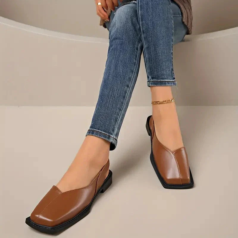 Scarpe basse in pelle senza lacci per donna