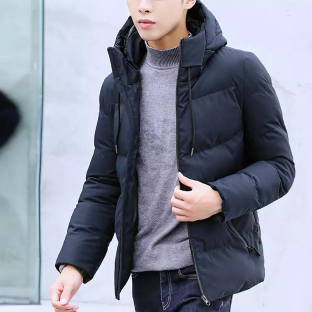 Quilted Hooded Jacket for Men – Durable and Warm Winter Outerwear
