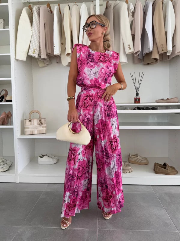 Ensemble 2 pièces plissé large élégant tendance femmes – confortable, léger