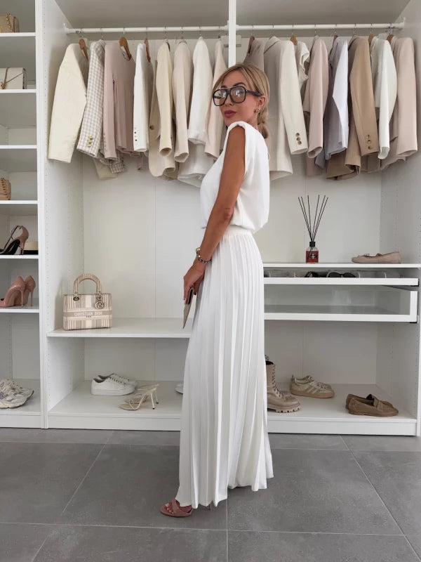Ensemble 2 pièces plissé large élégant tendance femmes – confortable, léger