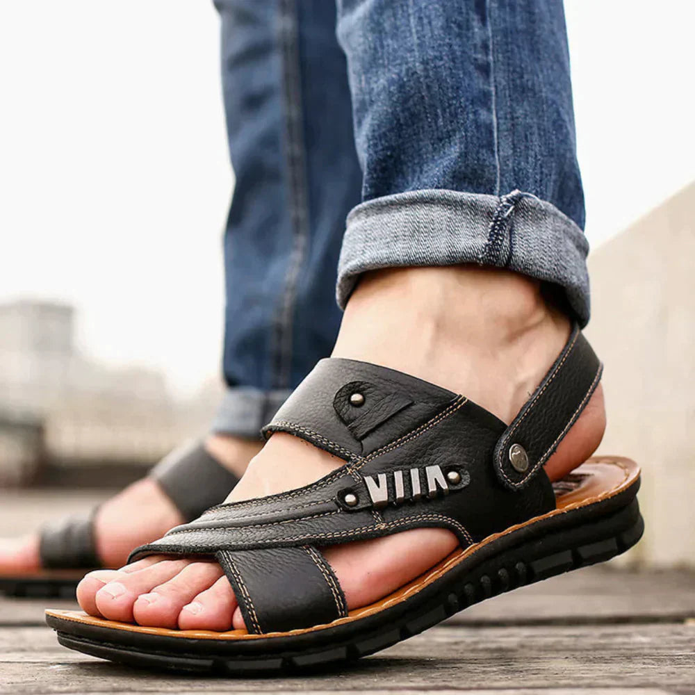 Sandales Orthopédiques en Cuir Véritable Homme Premium – Confortables, Durables, et de Soutien