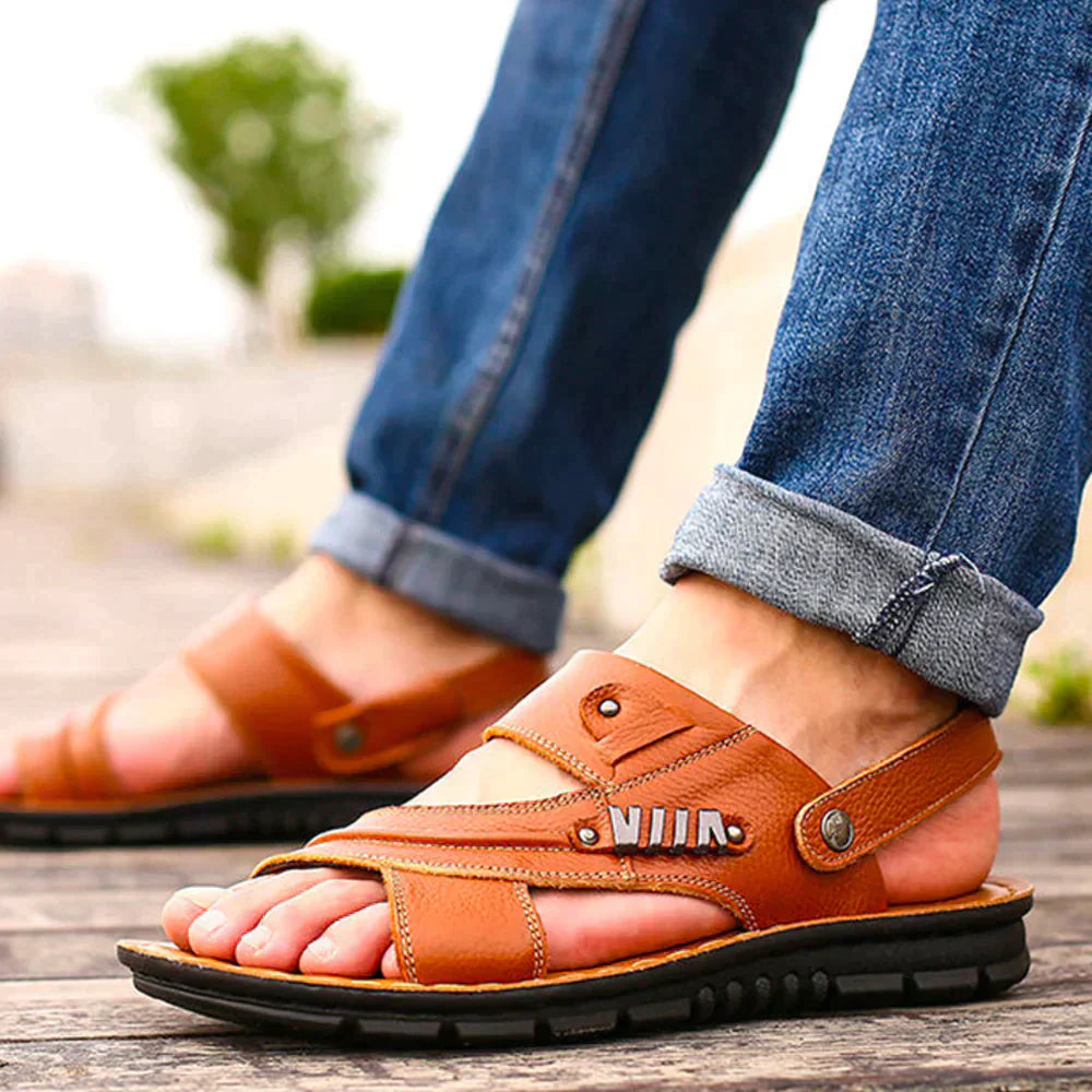 Sandales Orthopédiques en Cuir Véritable Homme Premium – Confortables, Durables, et de Soutien