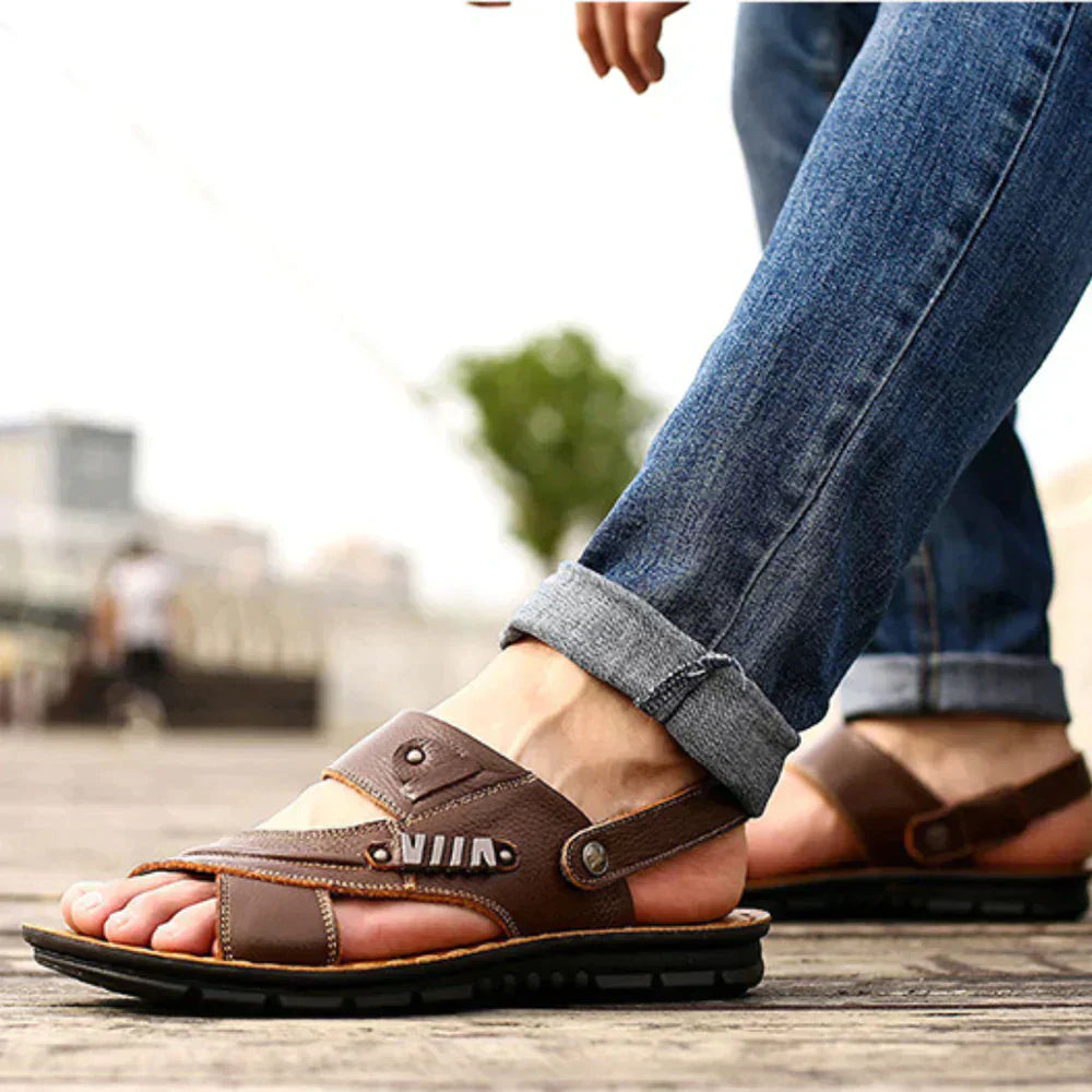 Sandales Orthopédiques en Cuir Véritable Homme Premium – Confortables, Durables, et de Soutien