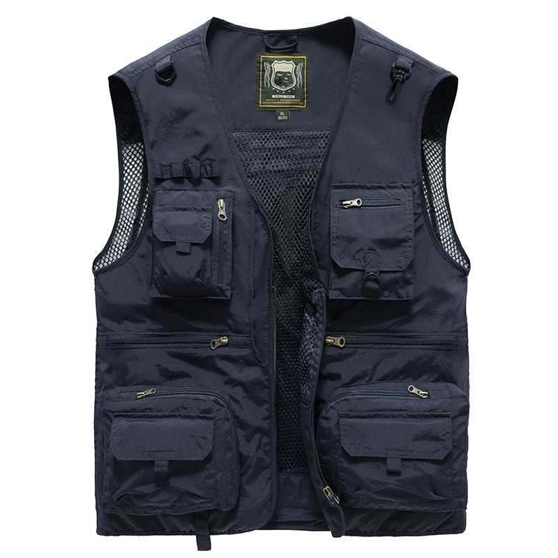 Gilet d'Été Léger Multi-Poches Homme – Veste Sans Manches Respirante pour la Randonnée, la Pêche, le Camping et les Voyages