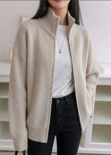 Hoodie zippé en tricot pour femme