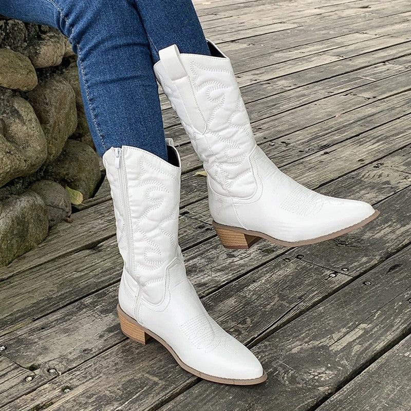 Variant image for Bottes Cowboy Métalliques Élégantes Femme - Confort et Style - Bottes Noires Disponibles-37