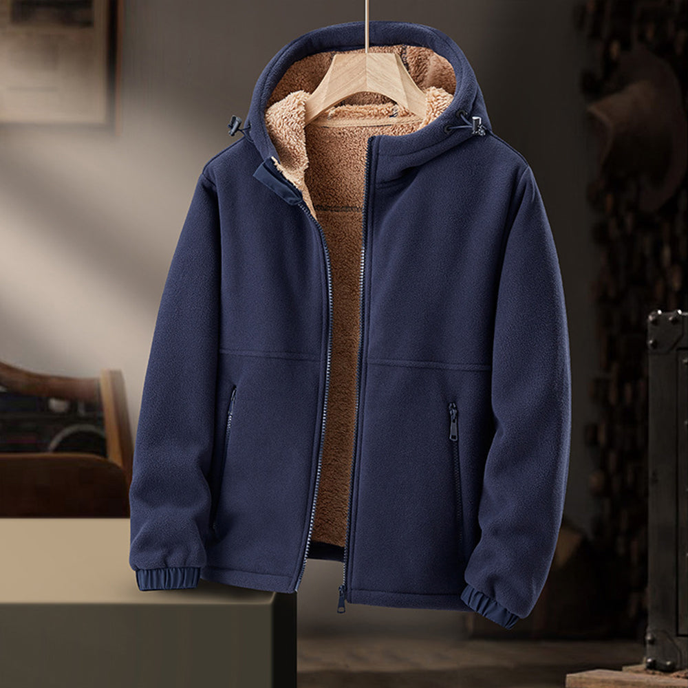 Veste d’Hiver en Polaire Premium pour Homme – Capuche et Poches à Fermeture Éclair