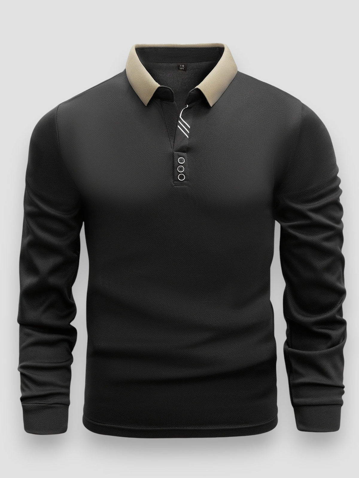 Polo Homme Ajusté Manches Longues – Col Montant Élégant Moderne
