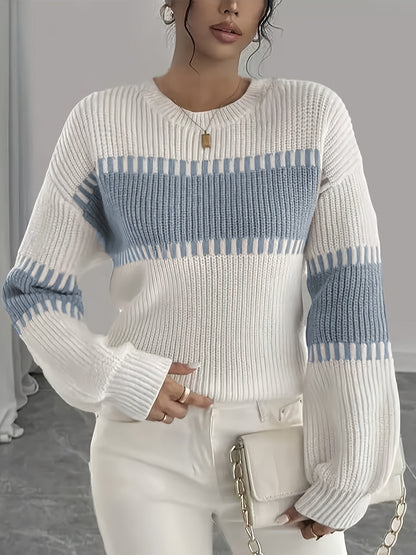 Women's color-block striped sweater – Trendy and soft