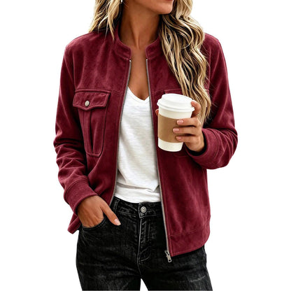 Veste femme effet suédine zippée - Casual et élégante