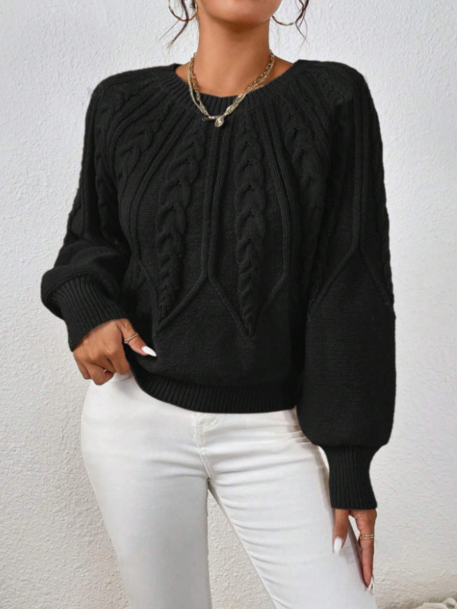 Women's crew-neck cable-knit sweater - Soft and versatile