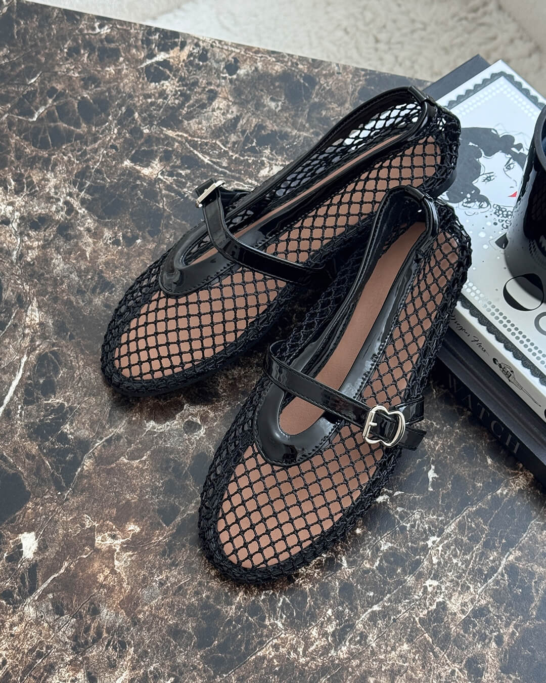 Women's breathable mesh ballerinas with leather-effect details - Elegant and lightweight