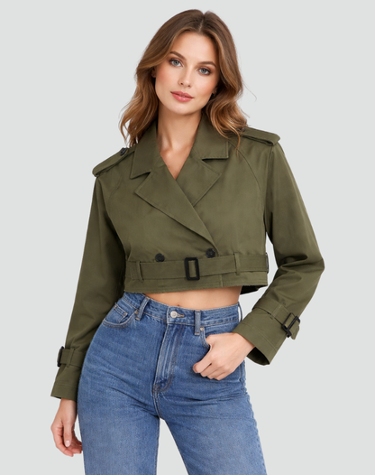 Trench femme court en coton coupe regular - Classique et polyvalent