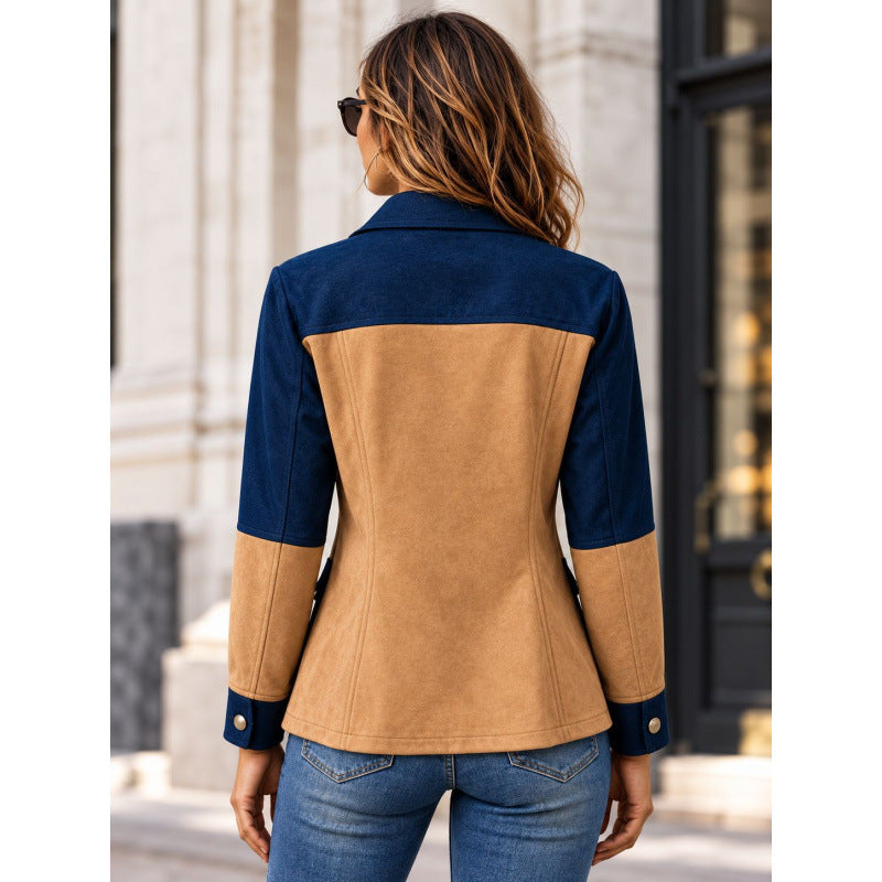 Veste femme color-block retro - Casual et chaude
