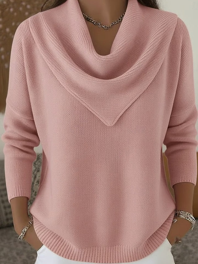 Jersey de punto acanalado con cuello amplio - Elegante y suave