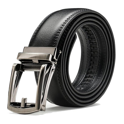 Leather ratchet belt for men with snap fastener – Casual and formal adjustable style
