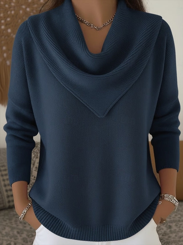 Jersey de punto acanalado con cuello amplio - Elegante y suave