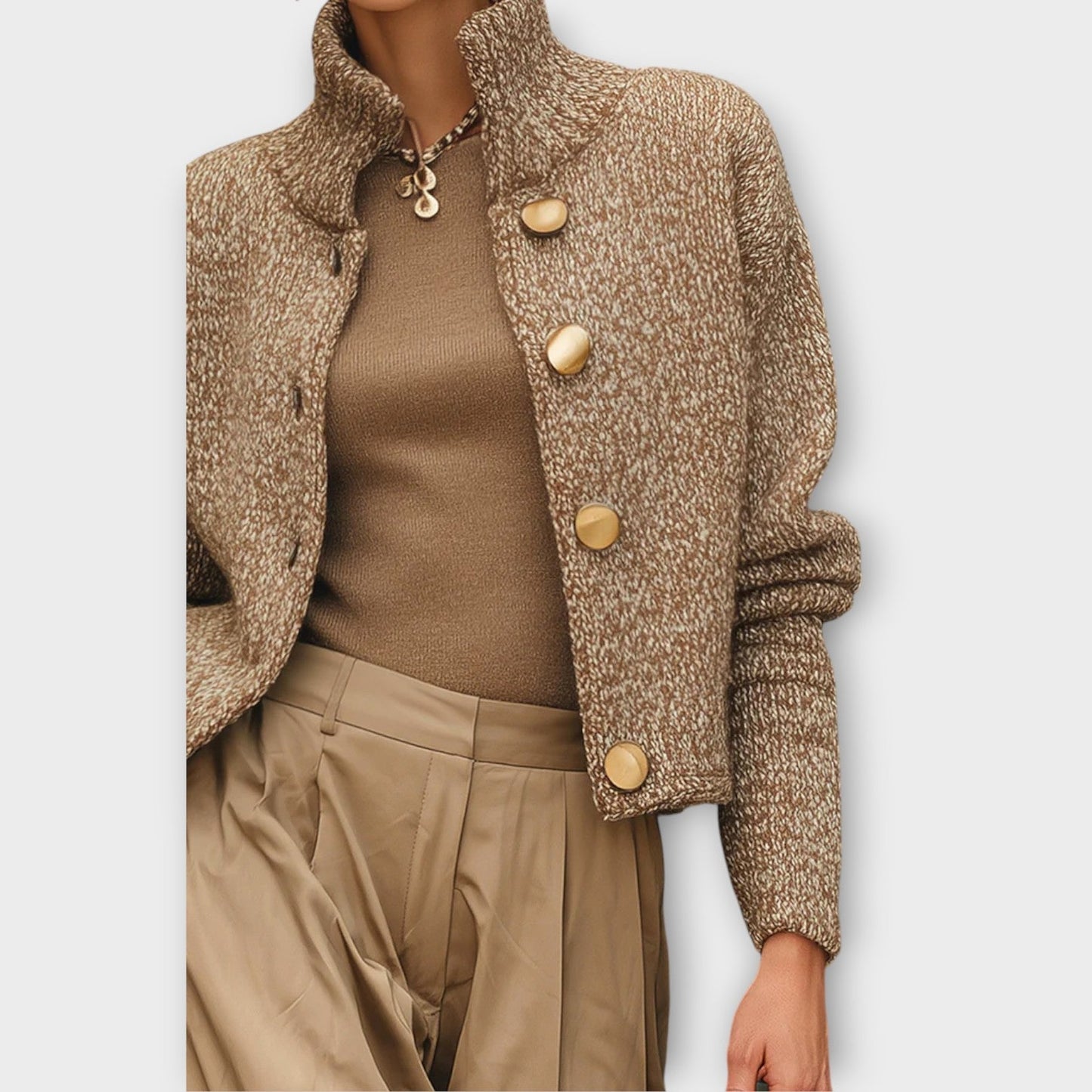 Giacca da donna in maglia testurizzata con bottoni - Chic e confortevole