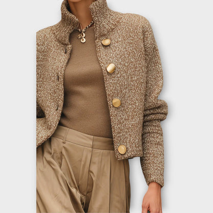 Giacca da donna in maglia testurizzata con bottoni - Chic e confortevole