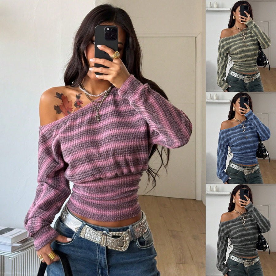 Top raye femme col montant - Doux et simple