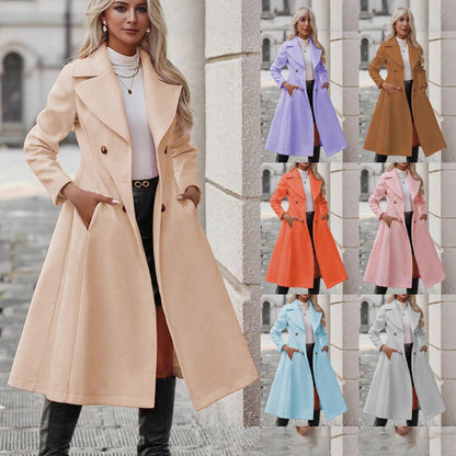 Trench long femme croise a revers - Decontracte et elegant