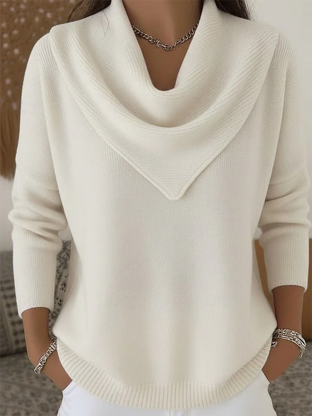 Jersey de punto acanalado con cuello amplio - Elegante y suave