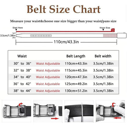 Leather ratchet belt for men with snap fastener – Casual and formal adjustable style