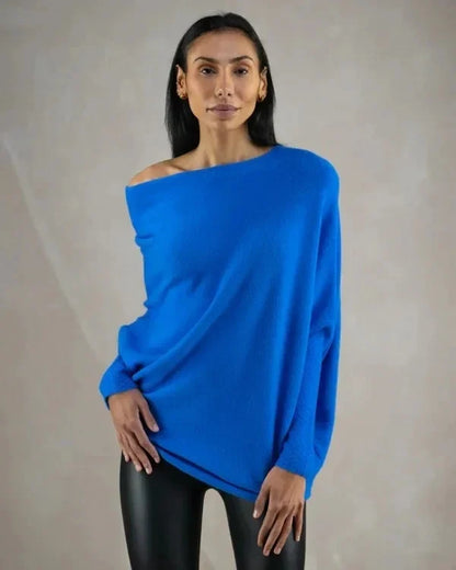 Asymmetrisk draperet damesweater - Flydende og elegant