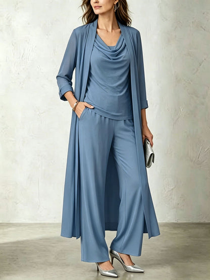 Completo donna 3 pezzi con cardigan lungo e pantaloni