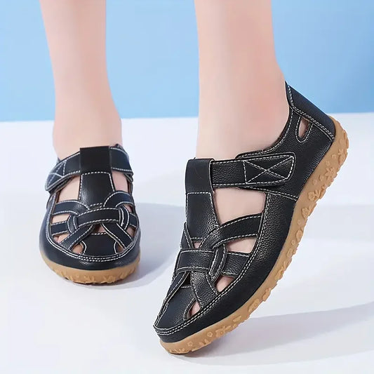 Sandales orthopédiques confortables en cuir à bout ajouré pour femmes – Respirantes, légères et de soutien pour l’été décontracté
