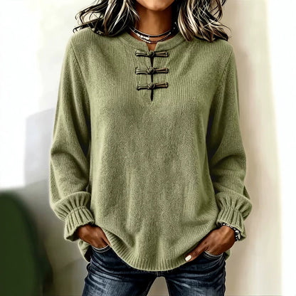 Women's knit sweater - Mock neck and relaxed fit