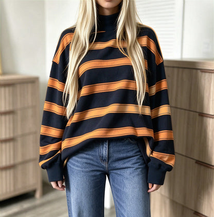 Sweatshirt femme imprimé à rayures – Décontracté et tendance