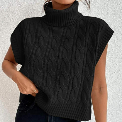 Maglia smanicata da donna con collo alto - Morbida e versatile