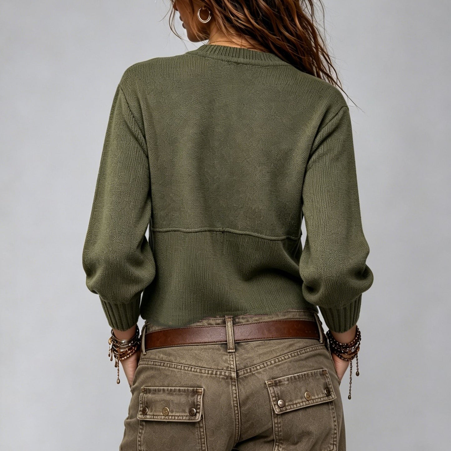 Women's Casual Button-Front Round-Neck Cardigan – Comfortable Everyday Layering Style