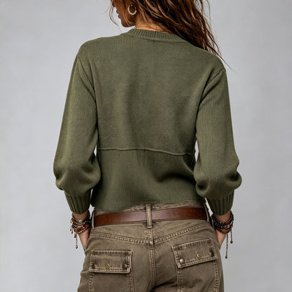 Women's Casual Button-Front Round-Neck Cardigan – Comfortable Everyday Layering Style
