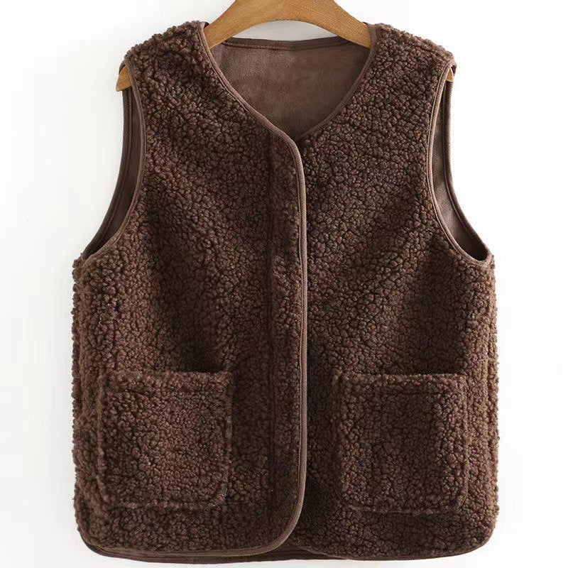 Bodywarmer Femme Grande Taille Teddy – Gilet Chaud Élégant avec Poches