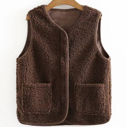 Bodywarmer Femme Grande Taille Teddy – Gilet Chaud Élégant avec Poches