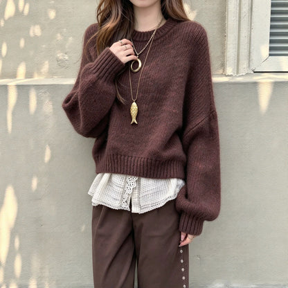 Maglione rétro da donna con maniche a lanterna - Morbido e femminile