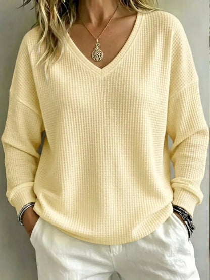 Pullover casual con scollo a V da donna – Uno stile casual e confortevole per tutti i giorni