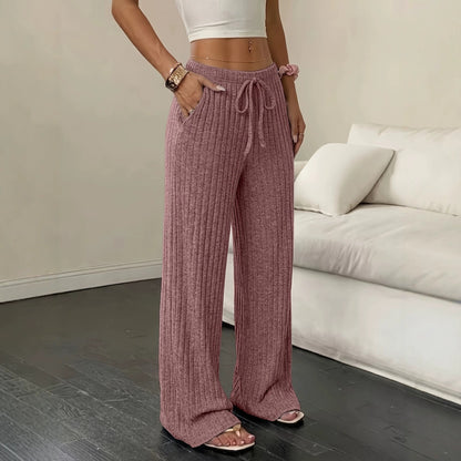 Women's wide-leg ribbed knit pants – Comfortable and modern